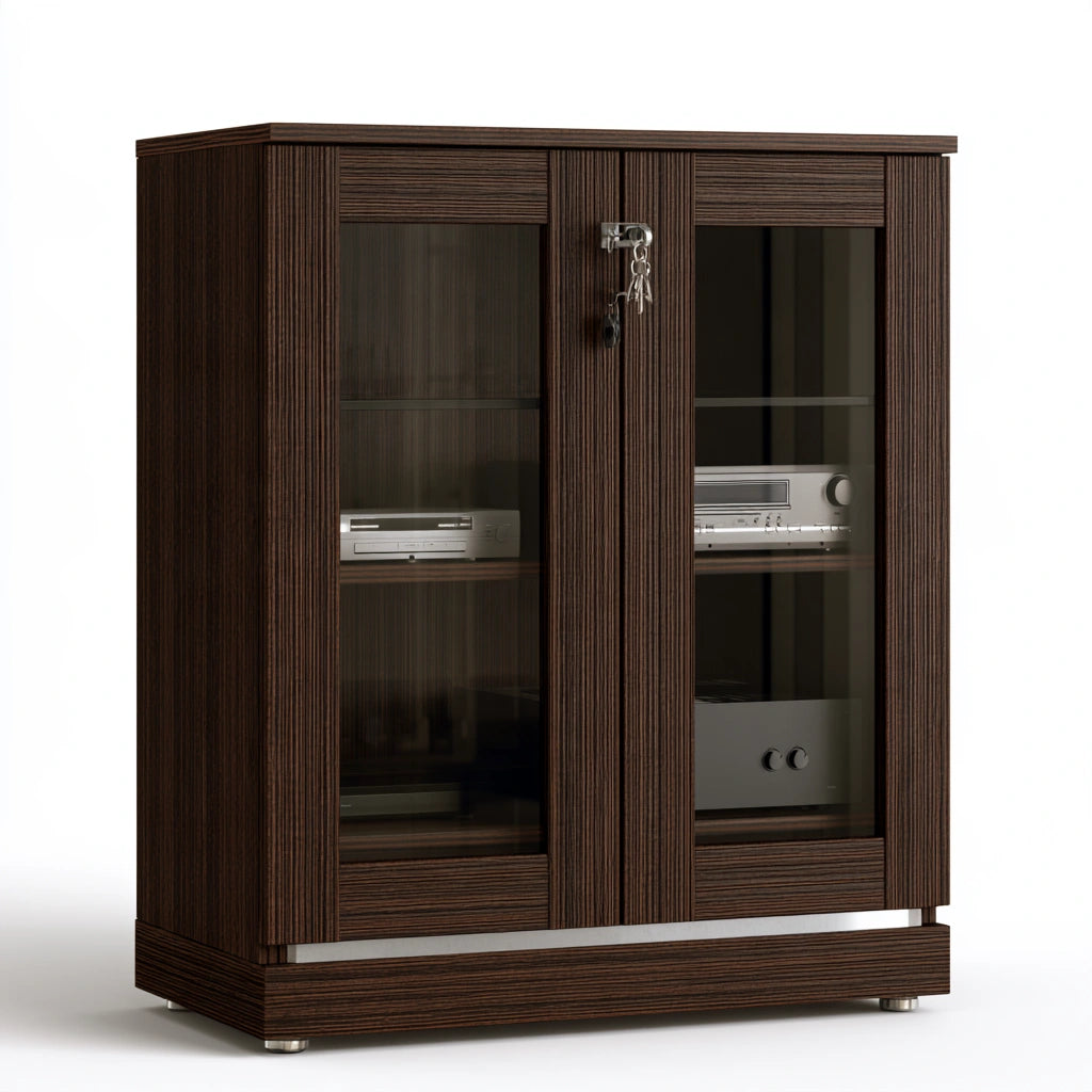Mobile contenitore in legno, colore marrone scuro