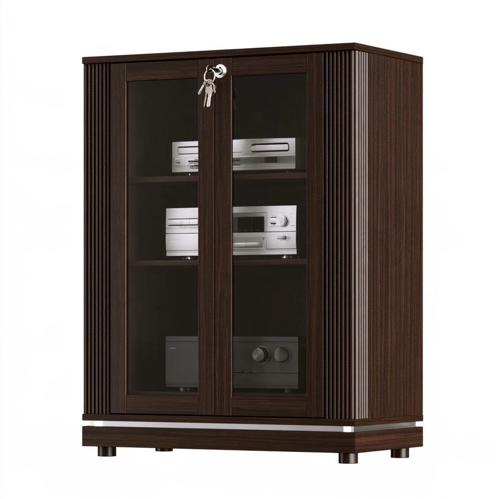 Mobile contenitore in legno, colore marrone scuro