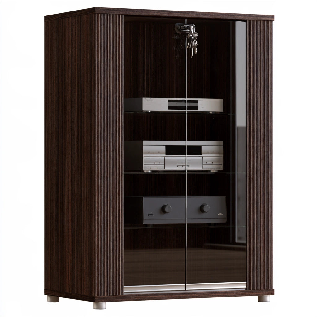 Mobile contenitore in legno, colore marrone scuro